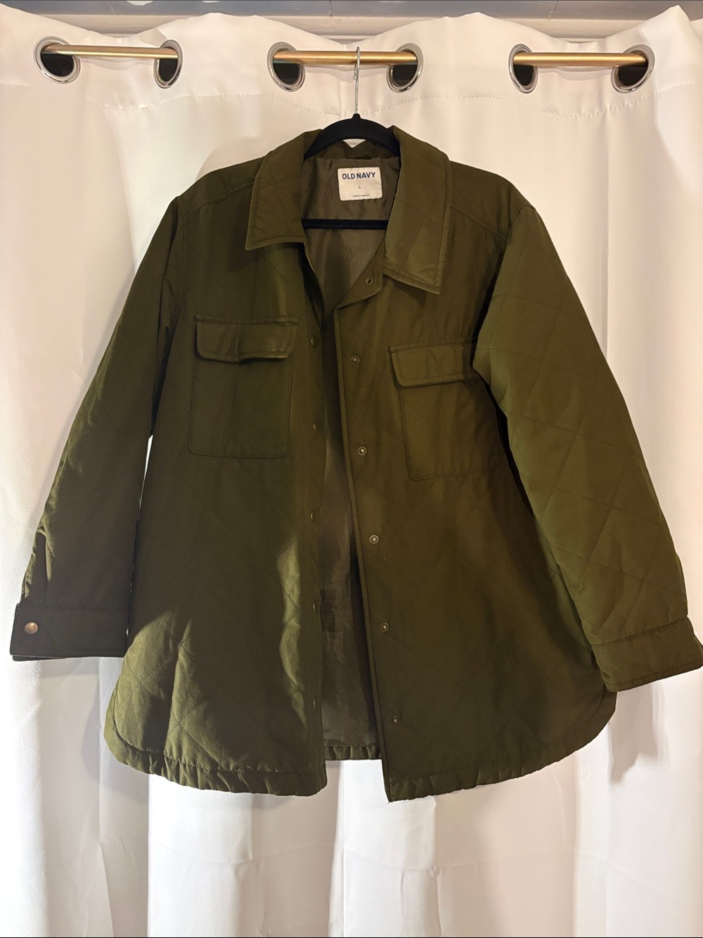 Old Navy Olive Green Quilted Utility Jacket